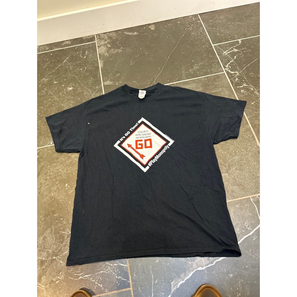 Gildan Monopoly GO Board Game Graphic T-Shirt Mens XL Black Short Sleeve Tee